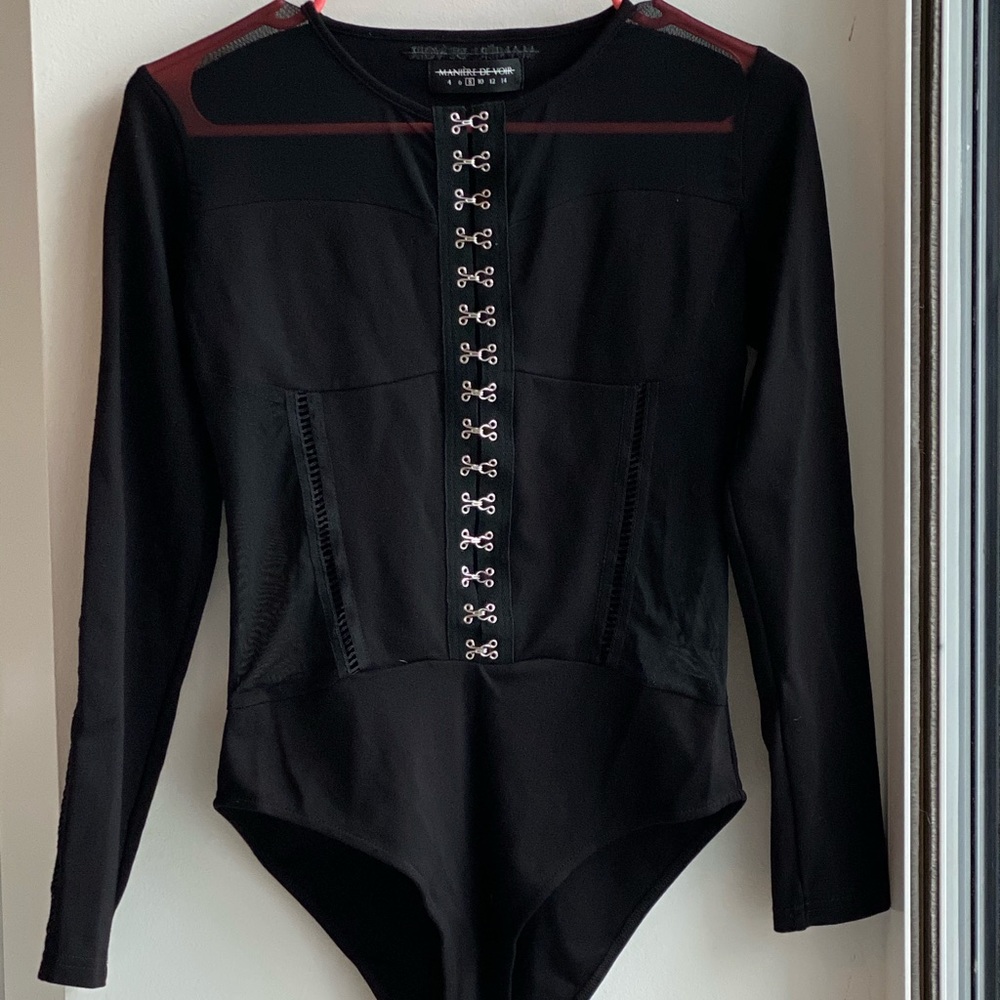 Black mesh/fabric bodysuit - maniere de voir